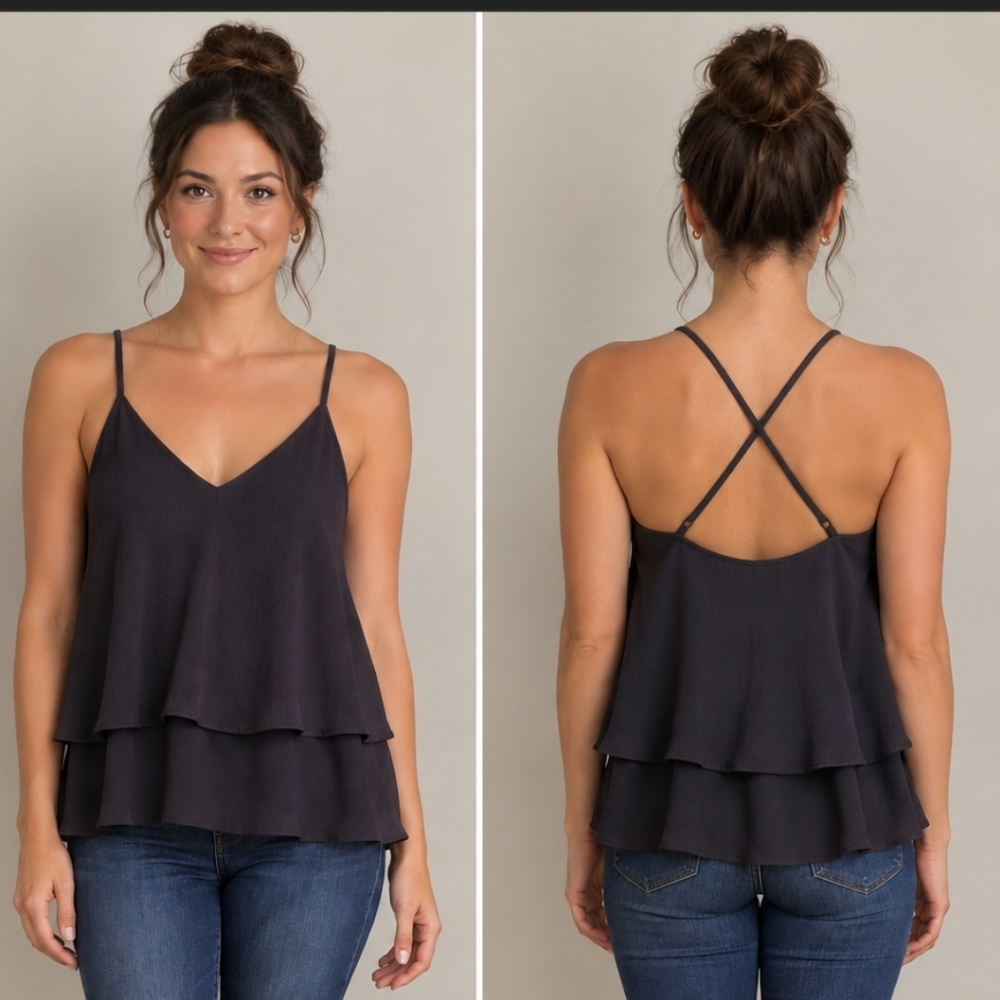 ❤️ MARC NEW YORK Elegant Black Layered Women's Top